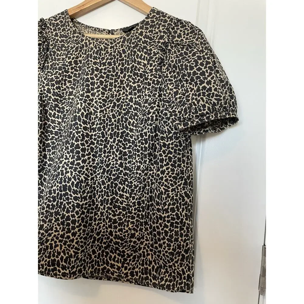 J. Crew Leopard Print Puff Sleeve Top Women’s Size Small | Animal Print Blouse